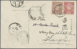 Br Hongkong: 1907. Picture Post Card Addressed To Hong Kong Bearing Japan SG 134, 1s Pale Brown And SG 140, 3s Rosine Ti - Other & Unclassified