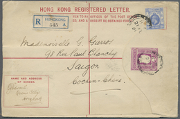 GA Hongkong: 1921. Registered KG V Postal Stationery Envelope (shortened At Left) 10c Violet (Yang H20) Ugraded With SG - Other & Unclassified