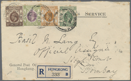 Br Hongkong: 1925. Registered Envelope (a Few Spots) From The 'General Post Office, Hong Kong' Headed 'On His Majesty's - Autres & Non Classés