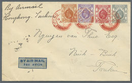 Br Hongkong: 1932. Air Mail Envelope Addressed To Ninh- Binh/Tonkin Bearing Hong Kong SG 119, 3c Grey, SG 120, 4c Carmin - Other & Unclassified