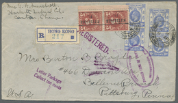 Br Hongkong: 1932. Registered Envelope Written From Canton Bearing SG 124, 10c Ultramarine (4) Tied By 'Registered/G.P.O - Autres & Non Classés