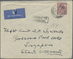 Br Hongkong: 1937. Air Mail Envelope Written From Great Britain Addressed To Singapore Bearing Great Britain SG 426a, 6d - Autres & Non Classés