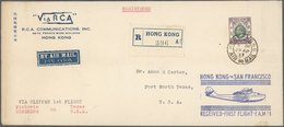 Hongkong: 1937, KGV $3 Tied "HONG KONG 29 AP 37 AIR (R) MAIL" To Registered Air Mail Cover FFC Clipper First Flight HK-T - Other & Unclassified