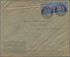 Br Hongkong: 1938. Air Mail Envelope (creased) To San Francisco Bearing SG 129, $1 Purple And Blue (3) Tied By Victoria - Other & Unclassified