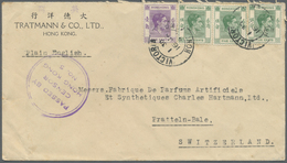 Br Hongkong: 1940. Envelope Addressed To Switzerland Bearing SG 143, 5c Green (3) And SG 145, 10c Violet Tied By Victori - Autres & Non Classés