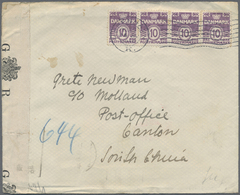 Br Hongkong: 1940. Censored Envelope (lightly Creased) Addressed To Canton Bearing Denmark Yvert 259,10c Violet (4) Tied - Autres & Non Classés