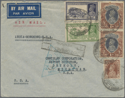 Br Hongkong: 1940. Air Mail Envelope Addressed To The United States Bearing Lndia SG 248, ½a Brown, SG 253, 3a Yellow/gr - Autres & Non Classés