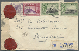 Br Hongkong: 1941. Registered Envelope Addressed To Shanghai Bearing SG 145, 10c Purple (2), SG 164, 4c Purple And Carmi - Other & Unclassified