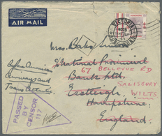 Br Hongkong: 1941. Air Mail Envelope (tear) Addressed To England Bearing SG 159, $1 Lilac And Scarlet Tied By Victoria/H - Other & Unclassified