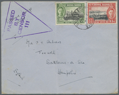 Br Hongkong: 1941. Envelope (vertical Fold) Addressed To England Bearing SG 165, 6c Black And Green And SG 166, 15c Blac - Autres & Non Classés