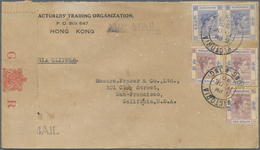 Br Hongkong: 1941. Air Mail Envelope Addressed To San Francisco Bearing SG 149, 25c Blue (pair) And SG 155, $1 Purple An - Other & Unclassified