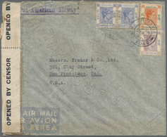 Br Hongkong: 1941. Air Mail Envelope (creased, Toned) Addressed To San Francisco Bearing SG 149, 25c Blue (pair), SG 155 - Autres & Non Classés