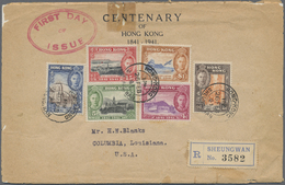 Hongkong: 1941. Registered Envelope (opened At Three Sides, Flaw At Top Fixed With Tap) Headed 'Centenary Of Hong Kong 1 - Autres & Non Classés