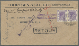 Br Hongkong: 1946, KGVI 10 C. Violet Pair Tied "HONG KONG 13 DE 47" To London But Marked "Insufficiently Addressed / E.C - Other & Unclassified