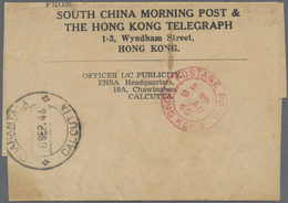 Br Hongkong: 1946. News-Band Wrapper Headed 'South China Morning Post & The Hong Kong Telegraph' Addressed To Calcutta C - Autres & Non Classés