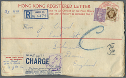 GA Hongkong: 1948. Hong Kong Air Mail Registered Letter 25c Blue Postal Stationery Envelope (faults,few Spots) Addressed - Autres & Non Classés