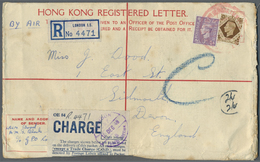 GA Hongkong: 1948. Hong Kong Air Mail Registered Letter 25c Blue Postal Stationery Envelope (faults,few Spots) Addressed - Other & Unclassified