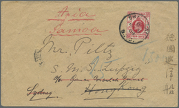 Br Hongkong - Britische Post In China: 1909, Shanghai To Samoa: KEVII 4 C. Scarlet Tied "SHANGHAI B.P.O. MA 5 09 To Cove - Lettres & Documents