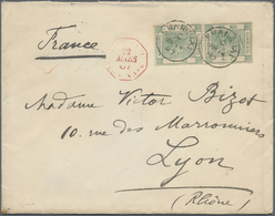 Br Hongkong - Treaty Ports: 1887. Envelope Addressed To France Bearing Hong Kong SG 37, 10c Deep Green (pair) Tied By Sh - Altri & Non Classificati