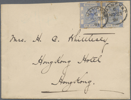 Br Hongkong - Treaty Ports: 1891. Envelope (flap Missing) Addressed To Hong Kong Bearing SG 35, 5c Blue (pair, Toned) Ti - Other & Unclassified