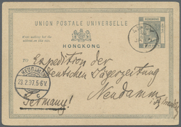 GA Hongkong - Treaty Ports: Amoy: 1897, Card QV 4 C. Grey Canc. "AMOY A JA 15 97" To Germany W. Arrival "NEUDAMM 23.2.97 - Other & Unclassified