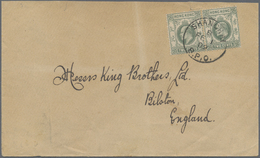 Br Hongkong - Treaty Ports: 1909. Envelope To England Bearing SG 77, 2c Dull Green (pair) Tied By Shanghai B.P.O. Date S - Other & Unclassified