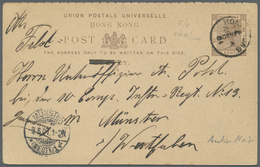 GA Hongkong - Ganzsachen: 1901, Card QV 4 C./3 C. Surcharge  Running SW To NE Canc. "HONG KONG AP 4 01" To Münster/Germa - Postal Stationery