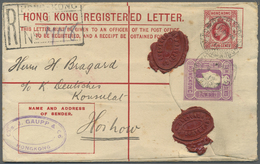 GA Hongkong - Ganzsachen: 1912, Registration Envelope KEVII 10 C. Uprated KEVII 4 C. Canc. "REGISTERED G.P.O. HONG KONG - Postal Stationery