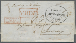 Br Indien - Vorphilatelie: 1840 WAGHORN & Co.: "Care Of/Mr. Waghorn/Suez" Oval Handstamp With '621' Noting And Signed By - ...-1852 Prefilatelia