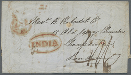 Br Indien - Vorphilatelie: 1851 Letter From Meerut To London Via Bombay Bearing The Scarce Framed "MEERUT/Overland/(1-8) - ...-1852 Préphilatélie