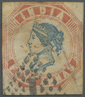 O Indien: 1854, 4 Anna QV, Cut Square Plate III Cancelled By A Black Diamond Of Dots. - Altri & Non Classificati