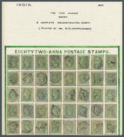 O Indien: 1854, 2a Green COMPLETE RECONSTRUCTED SHEET Of 80 Used Singles Mounted On Two Self-made Pages, With Various Co - Autres & Non Classés