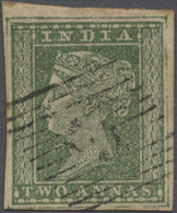 O Indien: 1854, 2a. Green With Near To Complete (7/8) Outer Framelines, Used With Fine Bombay Type Numeral "3" Of Mumbad - Autres & Non Classés