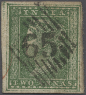 O Indien: 1854, 2a. Green With COMPLETE OUTER FRAMELINES, Used With Fine Bombay Type Numeral "65" Of Jaulna, Fine. - Autres & Non Classés