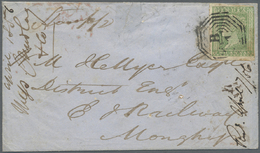Br Indien: 1856 QV 2a. Green Used On Cover From Calcutta To Monghyr, Tied By Bengal Type Numeral "B/1", On Reverse With - Other & Unclassified