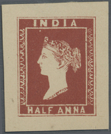 (*) Indien: 1854/1890: QV ½a. Proposed Capt. Thullier Design As 1890 Lithographed Imitation In Deep Reddish Brown On Yel - Autres & Non Classés