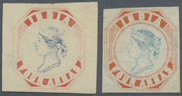 (*) Indien: 1854/1890's: Two Reprints Of The Lithographed 4a., One In Red & Deep Blue On Yellowish Wove Paper, The Secon - Other & Unclassified