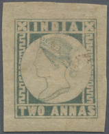 (*) Indien: 1854/1890 Lithographic Transfer Of 2a. Essay Square Design, In Green On Yellowish Wove Paper, Pos. 3 Of The - Other & Unclassified