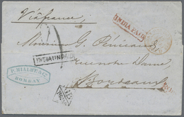 Br Indien: 1861, Bombay To Bordeaux With Red INDIA PAID For Domestic Postage Rate. Took The Following Route: Bomby-Suez - Autres & Non Classés