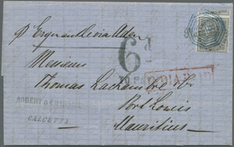 Br Indien: 1864-65 Two Letters To Mauritius, With 1) 1864 Letter (parts Of Back And Inside Missing) From Bombay Franked - Other & Unclassified