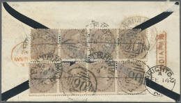 Br Indien: 1870 Mourning Cover From Fatehgarh To Brighton Via Bombay, Franked By Two Strips Of Four Of 1a. Brown On Back - Other & Unclassified