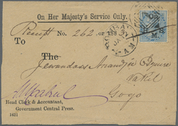 Br Indien: 1883 Special Yellow Label "Money Orders Issued And Paid At Nearly All Post Offices. Forms Supplied Gratis." O - Autres & Non Classés