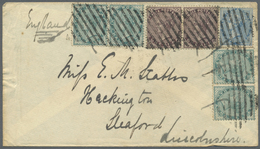 Br Indien: 1886. Envelope Addressed To England Bearing SG 54, ½a Blue, SG 84, ½a Bluegreen (4) And SG 89, 1a Plum (2) Ti - Other & Unclassified