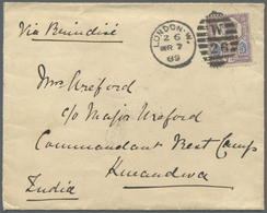 Br Indien: 1889. Envelope Addressed To The 'Commandant, Khandwa' Bearing Great Britain SG 07, 5d Blue And Purple Tied By - Other & Unclassified