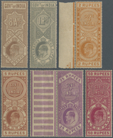 ** Indien: 1904 TELEGRAPH STAMPS: Short Set Of Six KEVII. High Values, With 8a., 1r., 2r. Marginal, 5r., 25r. With Gutte - Autres & Non Classés