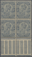 * Indien: 1911 KGV. 3p. Grey, WATERMARK INVERTED, Block Of Four With Original But Separated Gutter Stamps On Foot, Mint - Autres & Non Classés