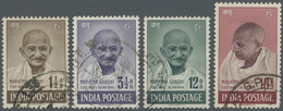 O Indien: 1948 GANDHI Cpl. Set, Used, 10r. With Bottom Right Corner Perf Shortened But Still Fine. - Autres & Non Classés