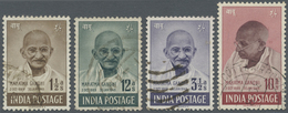 O Indien: 1948 GANDHI Complete Set Used, The 10r. Fine Used With Calcutta Airport Cds, Anna Values With Little Imperfect - Autres & Non Classés