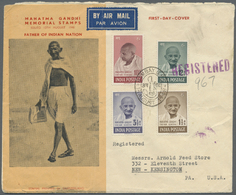 Indien: 1948 GANDHI Complete Set On Illustrated FDC (Walking Gandhi) Sent Registered From Bombay To New Kensington, Pa., - Autres & Non Classés