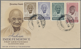 Indien: 1948 GANDHI Complete Set On Plain Illustrated Gandhi FDC, Tied By "PARK STREET CALCUTTA/15 AUG. 48" Cds, Fine. - Other & Unclassified